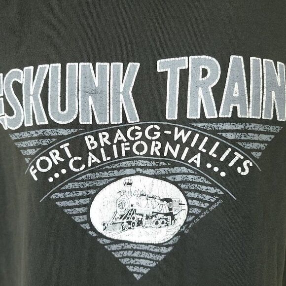 Skunk Train T Shirt Vintage 90s Fort Bragg-Willits California Mens Size Medium - Picture 2 of 6